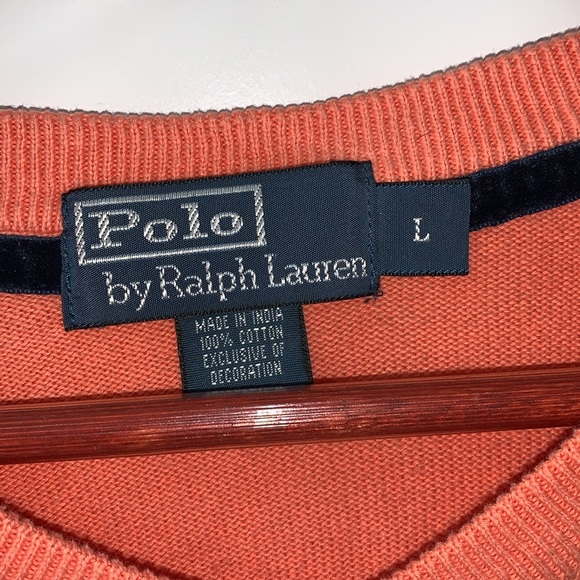 Polo by Ralph Lauren size large, 100%, cotton, V Neck men’s sweater, pink - Picture 5 of 12